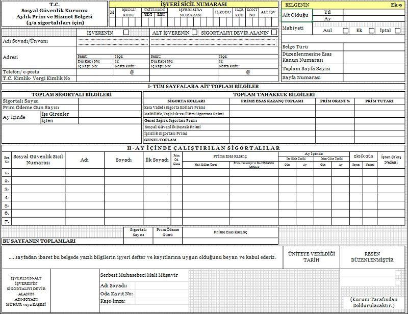 Sgk aylık prim ve hizmet belgesi dolu örneği