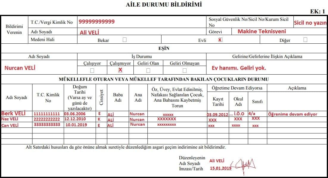 örnek agi formu